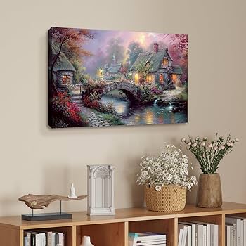 Amazon｜BOHU ARTS トーマス・キンケード橋 川のキャンバス